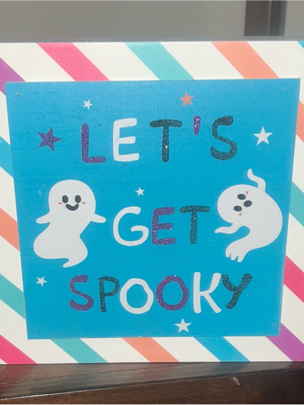 Let's Get Spooky Blue Halloween Wall Sign - Brand: